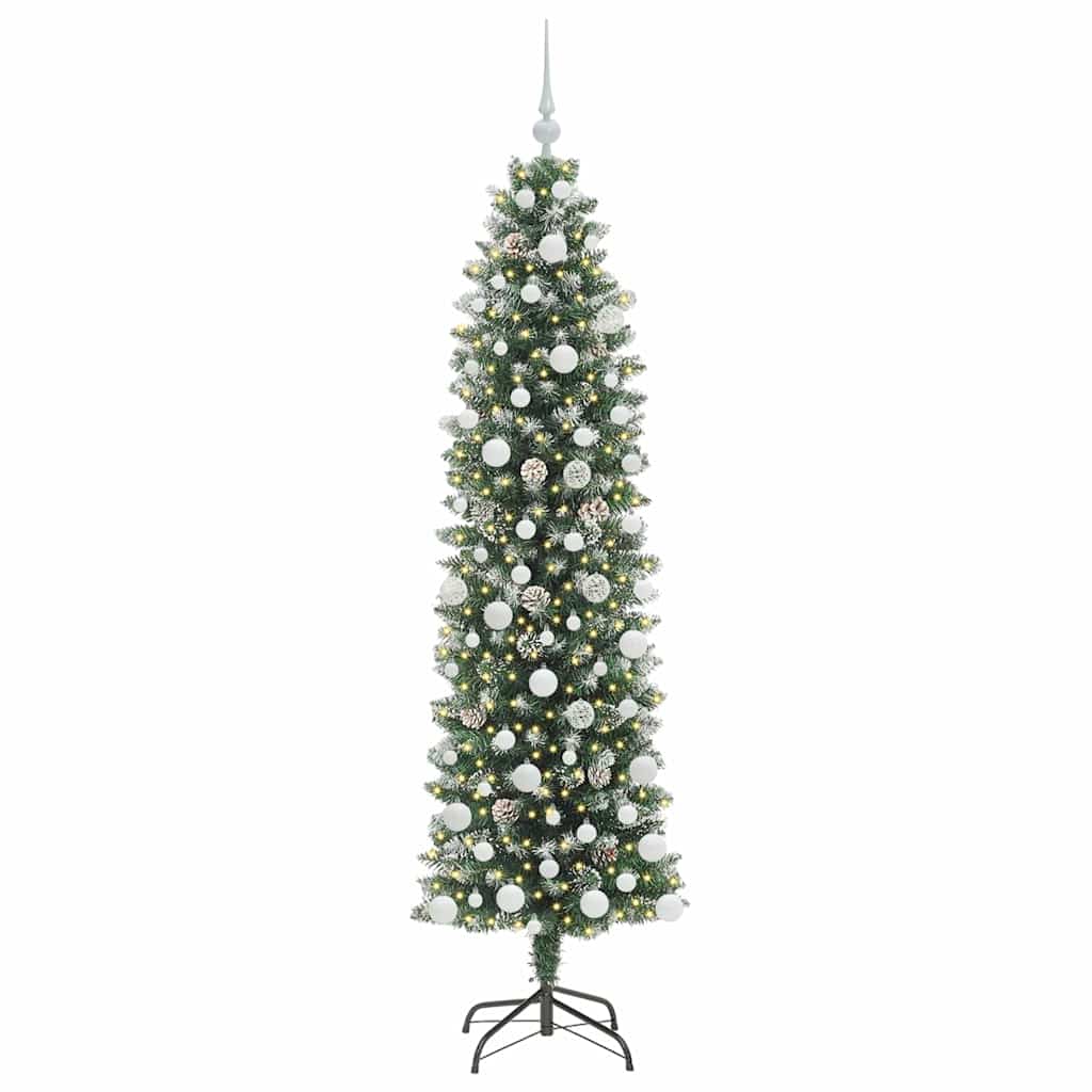 Vidaxx árbol de Navidad artificial delgado con 300 LED verde y blanco 180 cm
