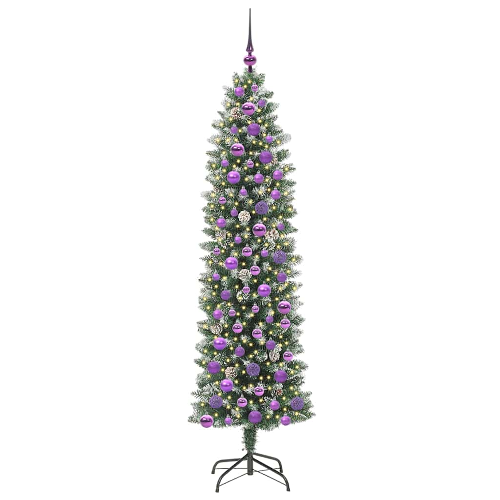 Vidaxx albero di Natale artificiale sottile con 300 LED verdi e bianchi 180 cm