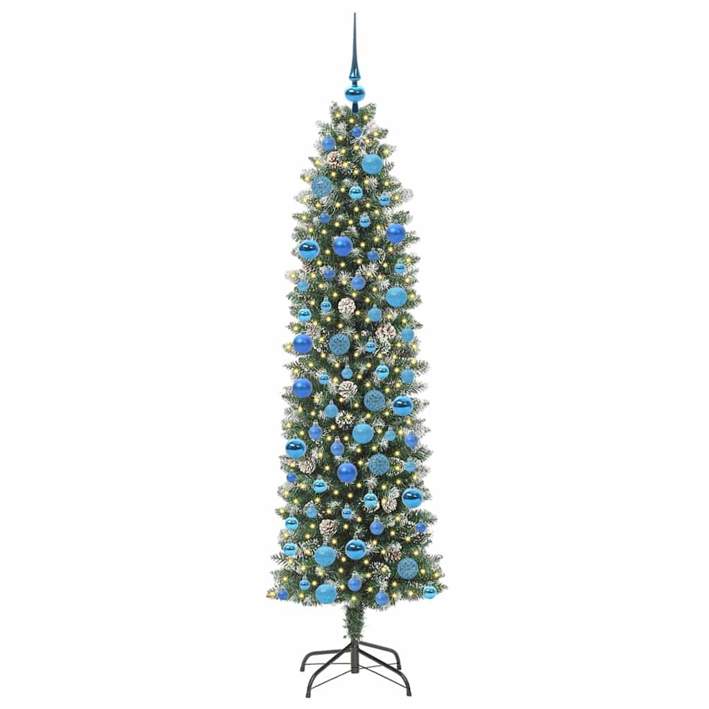Vidaxx árbol de Navidad artificial delgado con 300 LED verde y blanco 180 cm