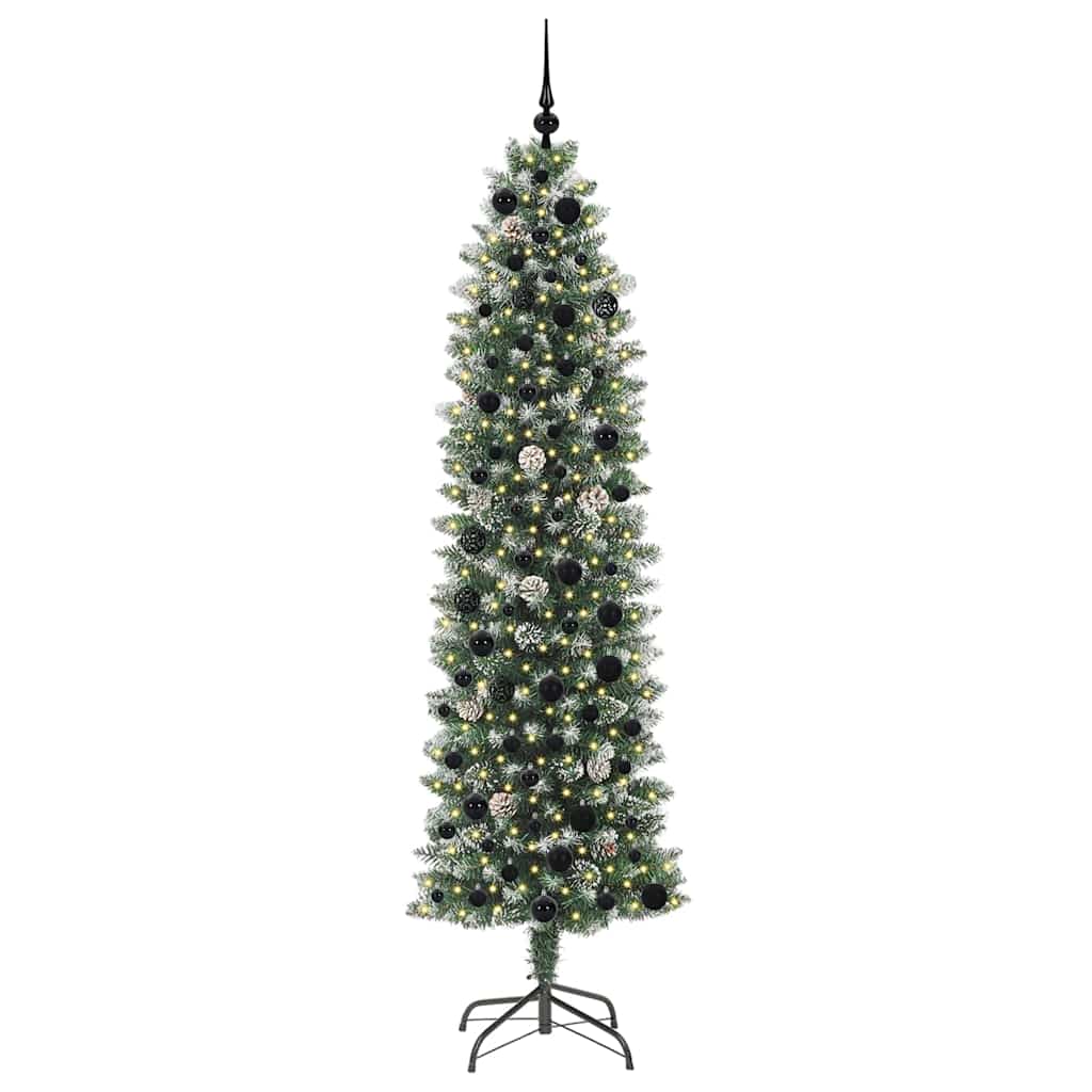 Vidaxx árbol de Navidad artificial delgado con 300 LED verde y blanco 210 cm