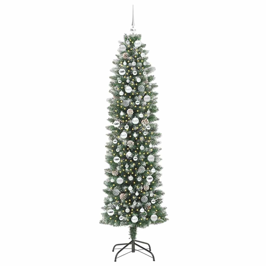 Vidaxx albero di Natale artificiale sottile con 300 LED verdi e bianchi 210 cm