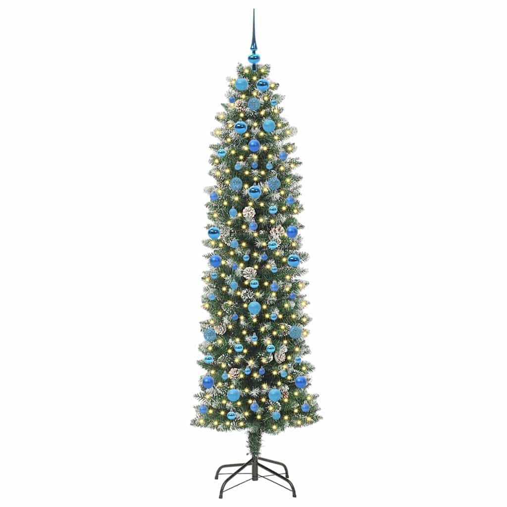 Vidaxx albero di Natale artificiale sottile con 300 LED verdi e bianchi 210 cm
