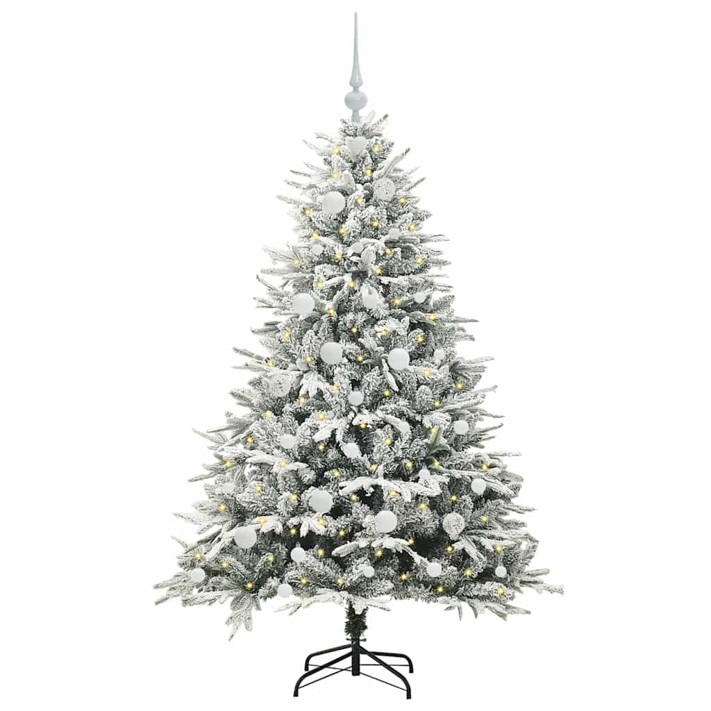 VidaXL albero di Natale artificiale preilluminato con set di palline verdi 150 cm