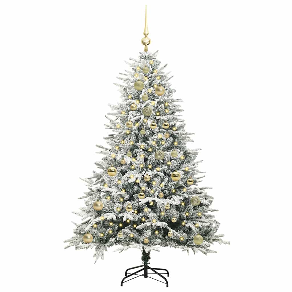 VidaXL árbol de Navidad artificial preiluminado con juego de bolas verde 150 cm