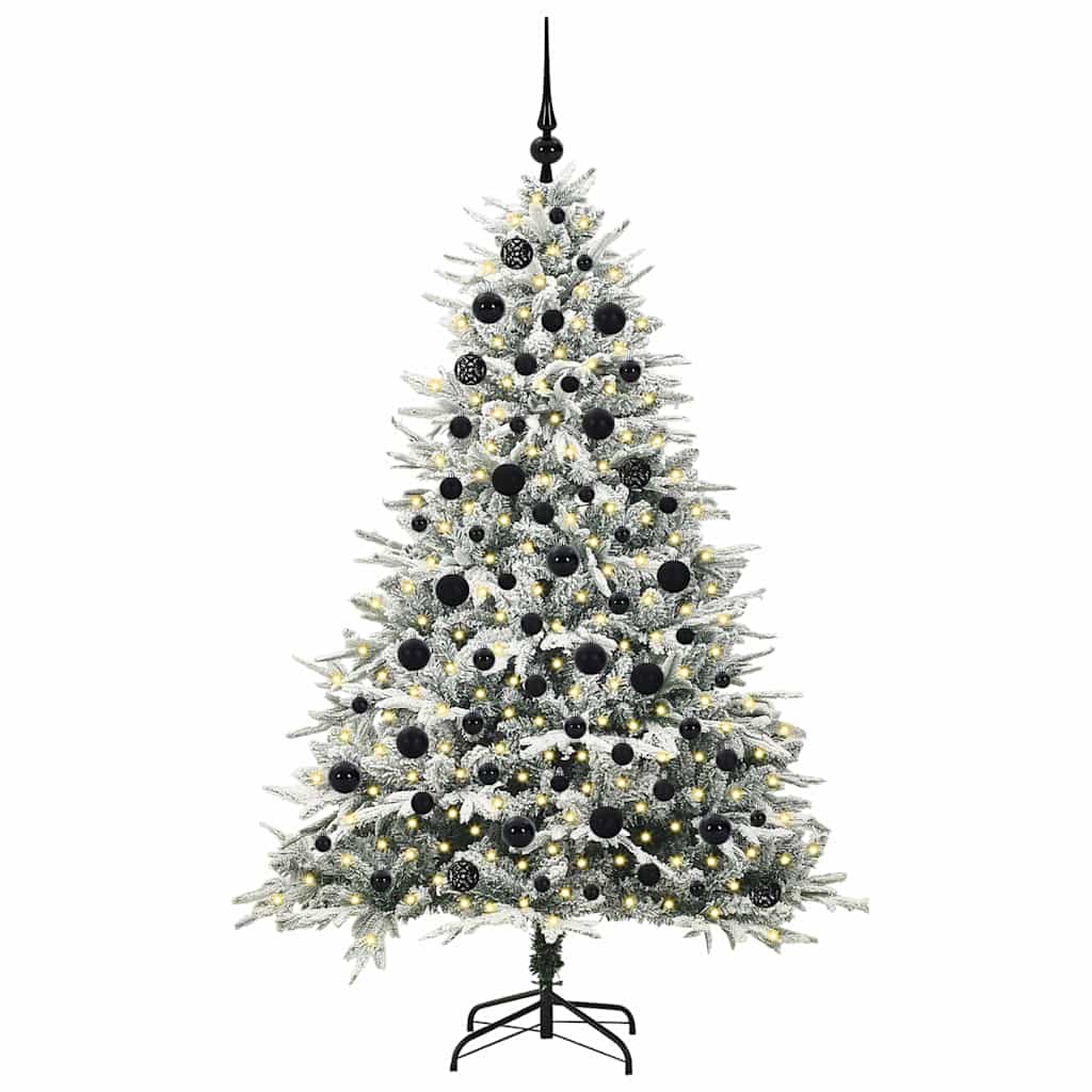 VidaXL albero di Natale artificiale preilluminato con palline verdi 180 cm