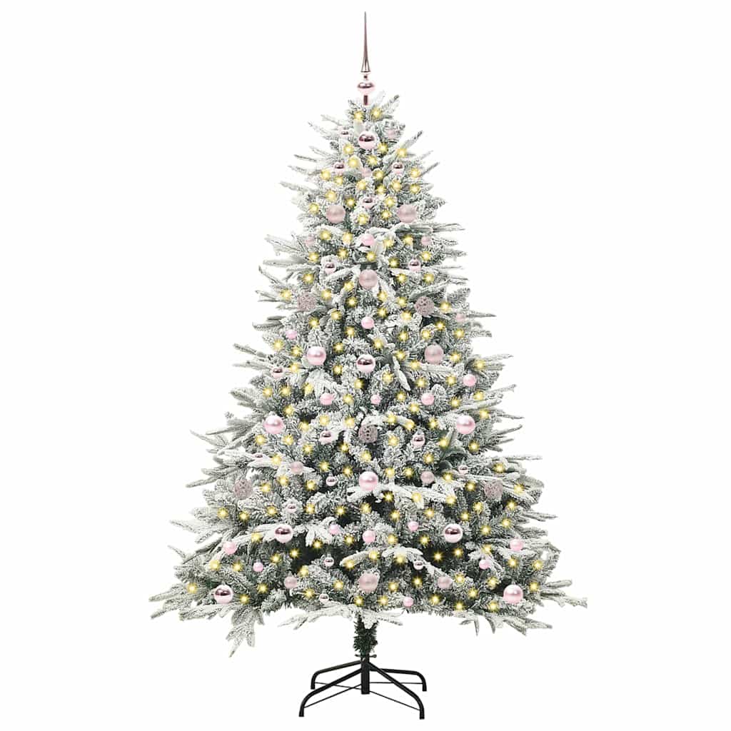 VidaXL árbol de Navidad artificial preiluminado con juego de bolas verde 180 cm