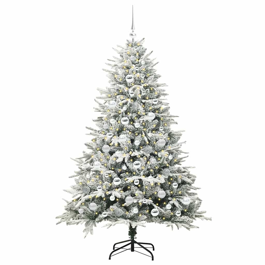 VidaXL árbol de Navidad artificial preiluminado con juego de bolas verde 180 cm