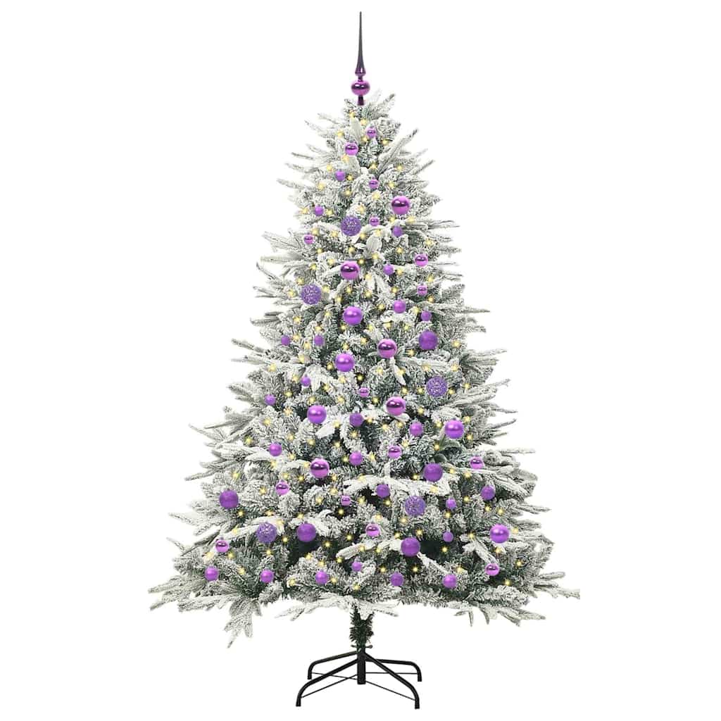 VidaXL árbol de Navidad artificial preiluminado con juego de bolas verde 180 cm
