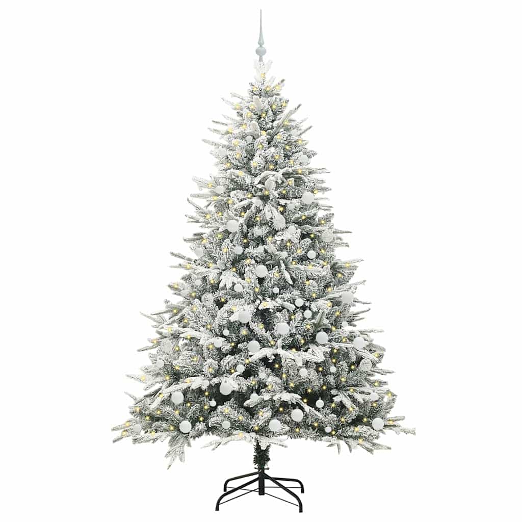 VidaXL albero di Natale artificiale preilluminato con palline verdi 210 cm