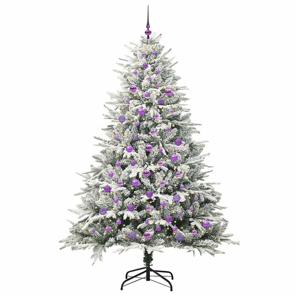 VidaXL albero di Natale artificiale preilluminato con palline verdi 210 cm