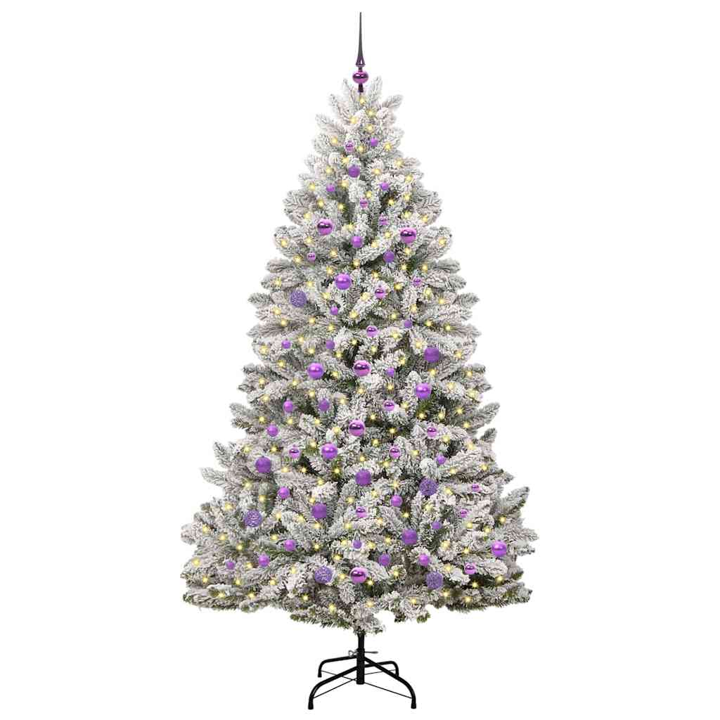 Vidaxl kunstkerstboom met 300 led groen en wit 210 cm pvc en metaal