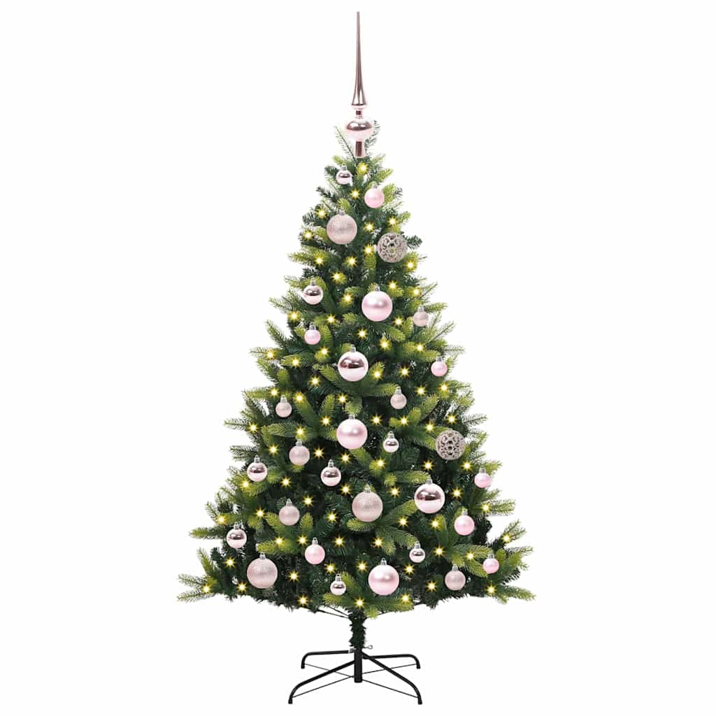 VidaXL Albero di Natale artificiale con cerniera 150 LED verde 120 cm PVC e PE