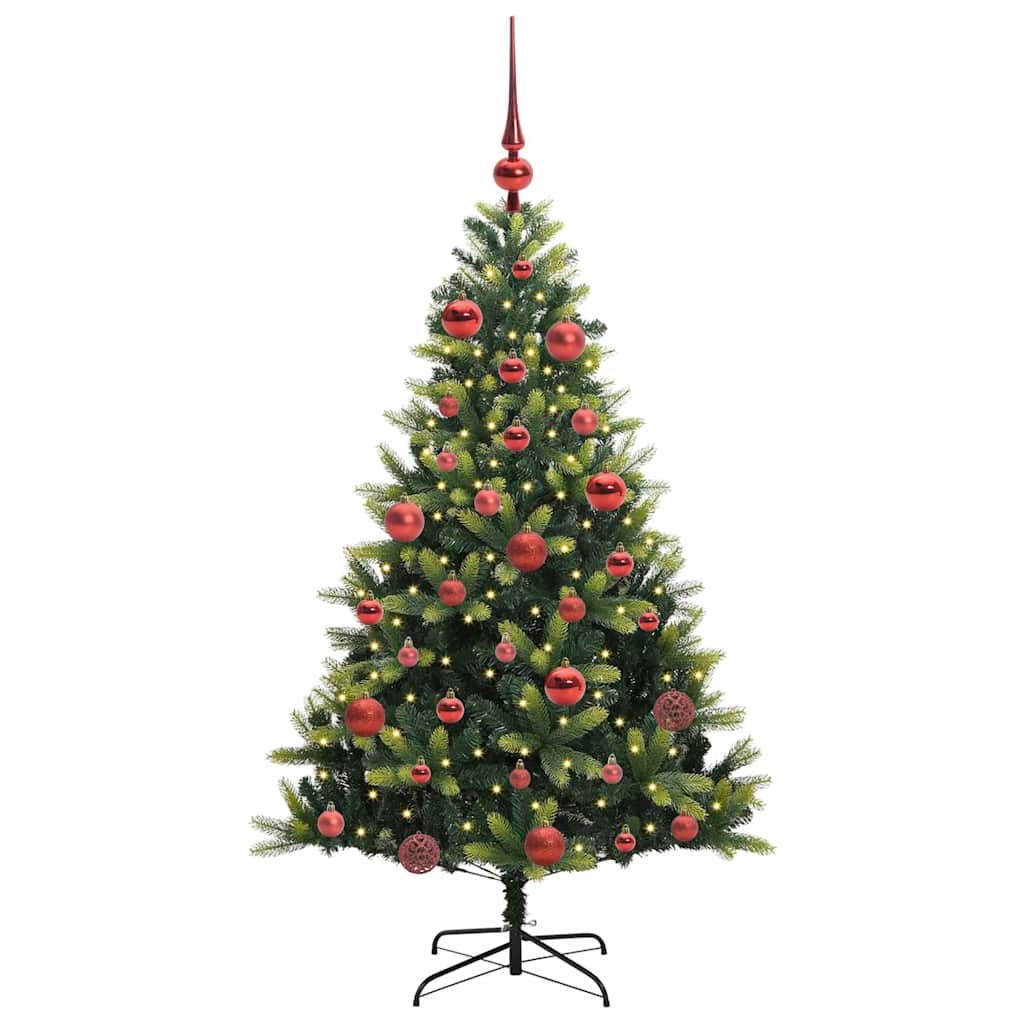 VidaXL Albero di Natale artificiale con cerniera 150 LED verde 150 cm PVC e PE