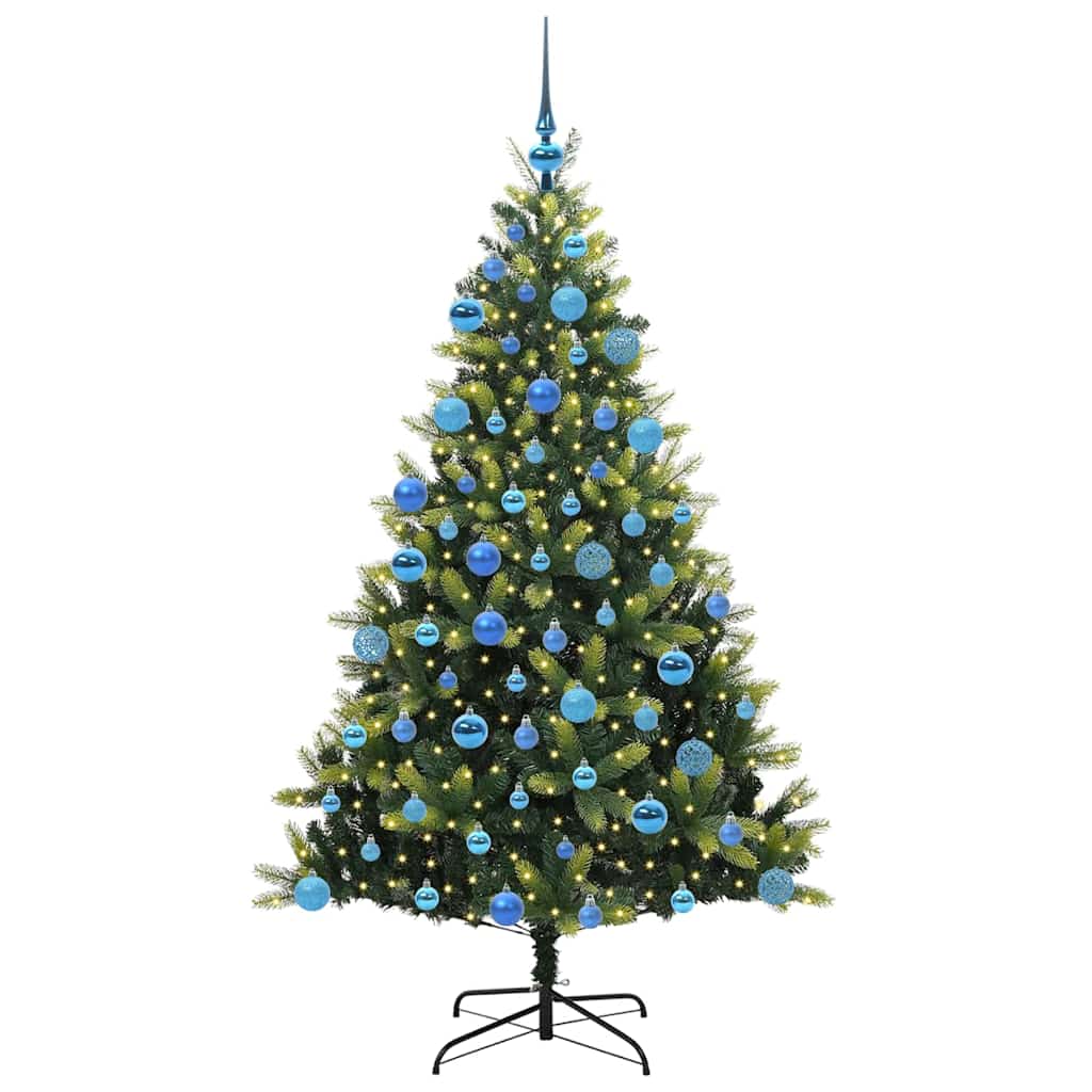 VidaXL Albero di Natale artificiale con cerniera 300 LED verde 180 cm PVC e PE