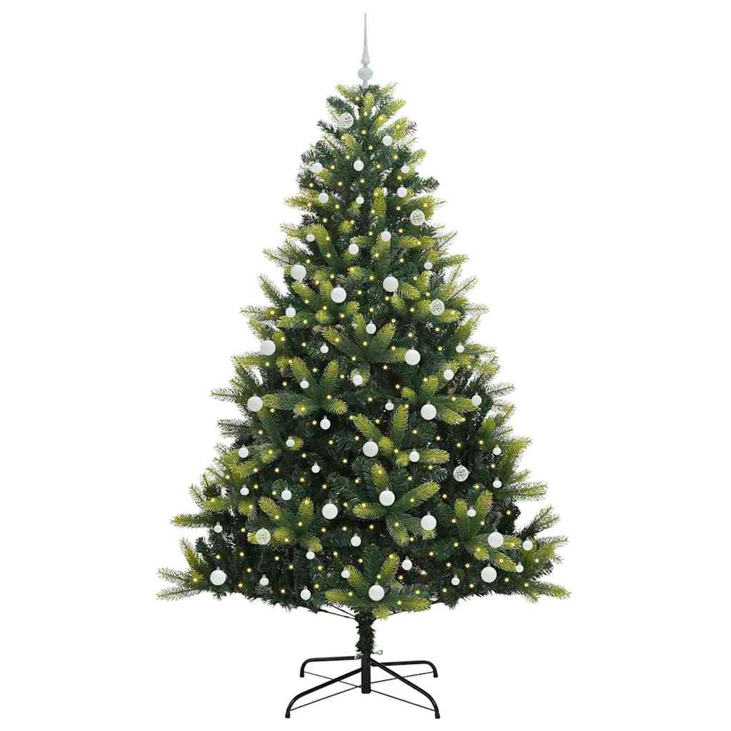 VidaXL albero di Natale artificiale con cerniera 300 LED verde 240 cm PVC e PE