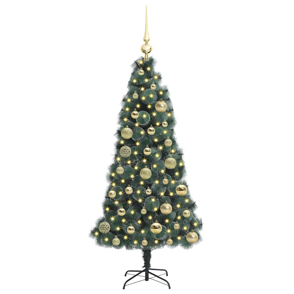 Vidaxx árbol de Navidad artificial con iluminación y juego de bolas tapa verde 120 cm
