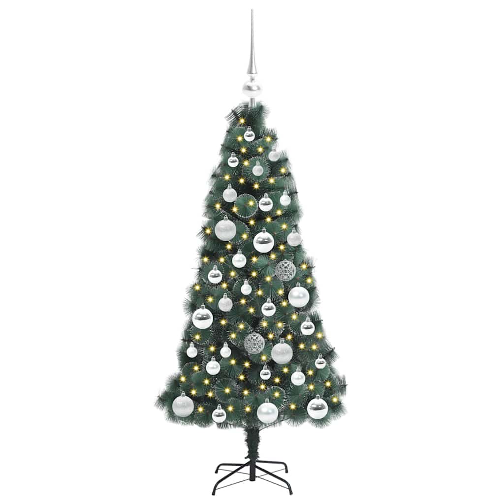 Vidaxx árbol de Navidad artificial con iluminación y juego de bolas tapa verde 120 cm