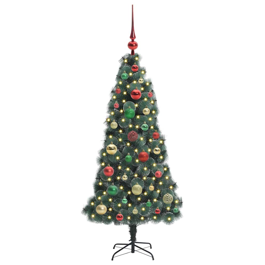Vidaxx árbol de Navidad artificial preiluminado con juego de bolas verde 120 cm