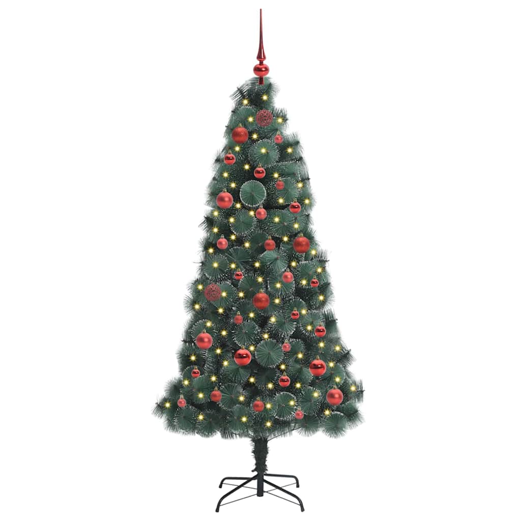 Vidaxx árbol de Navidad artificial preiluminado con juego de bolas verde 150 cm