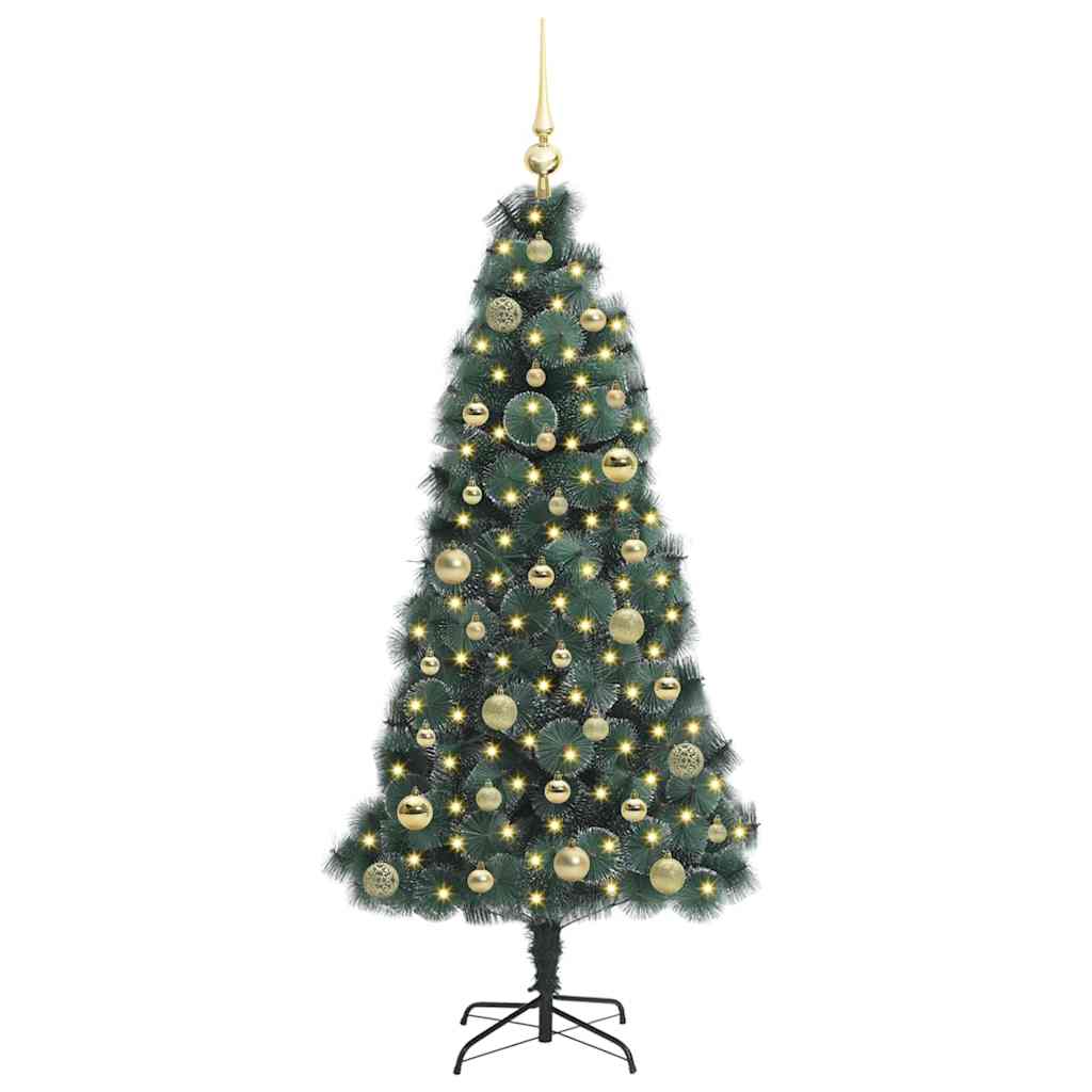 Vidaxx árbol de Navidad artificial con iluminación y juego de bolas tapa verde 150 cm
