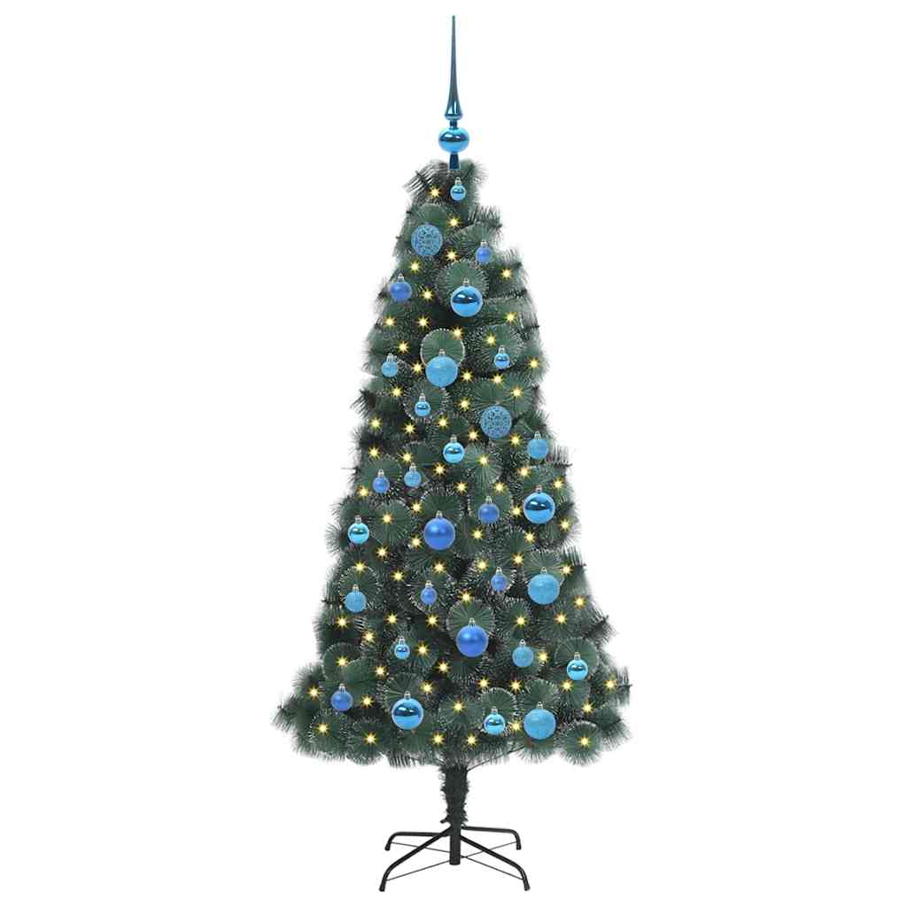 Vidaxx árbol de Navidad artificial con iluminación y juego de bolas tapa verde 150 cm