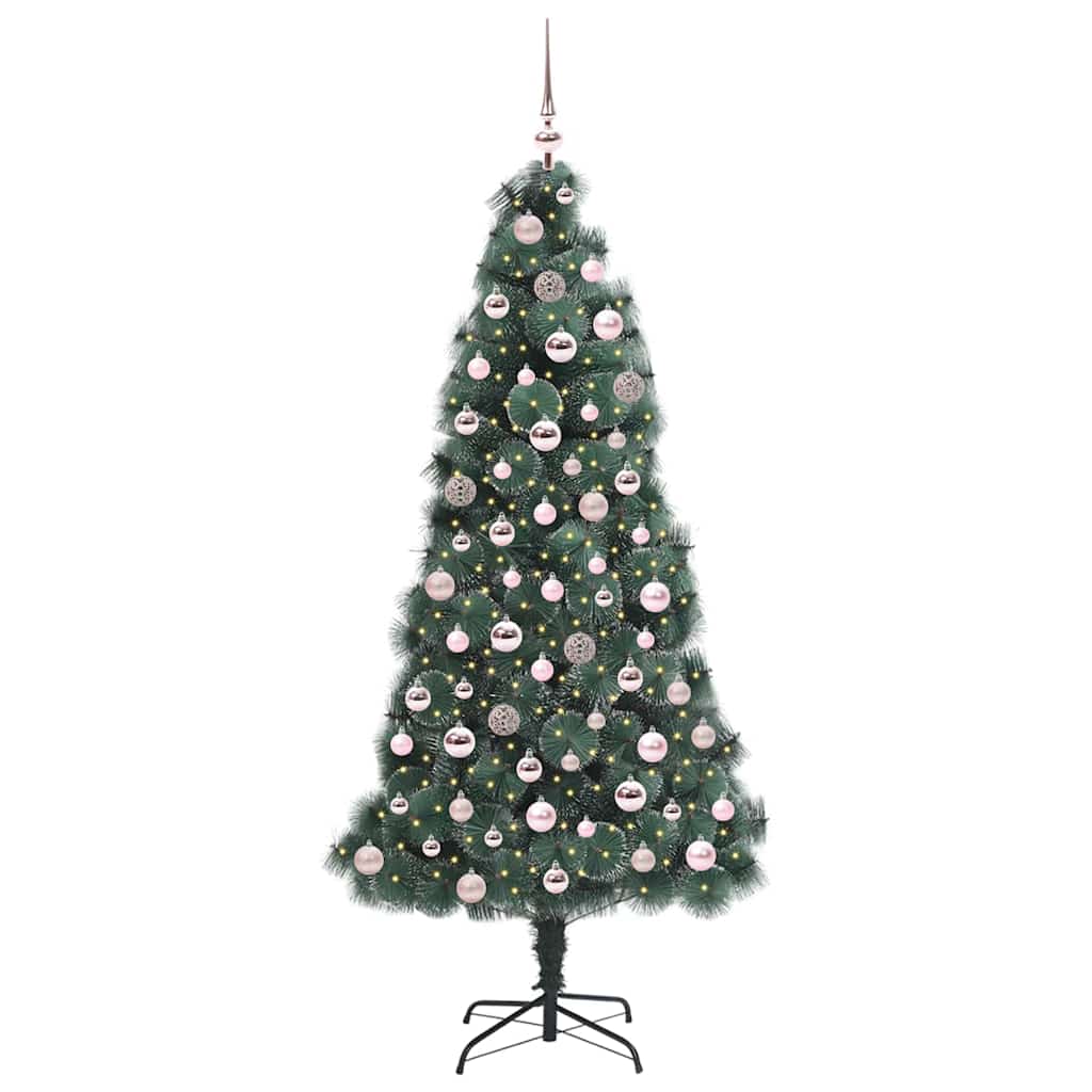 Vidaxx árbol de Navidad artificial con iluminación y juego de bolas tapa verde 180 cm