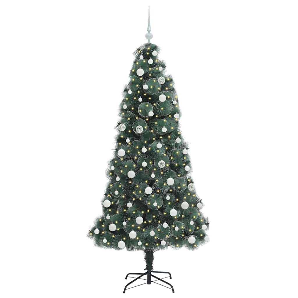 Vidaxx árbol de Navidad artificial con iluminación y juego de bolas tapa verde 180 cm