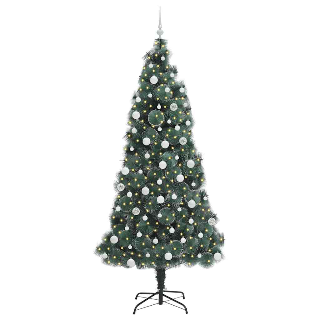 Vidaxx árbol de Navidad artificial preiluminado con juego de bolas verde 210 cm