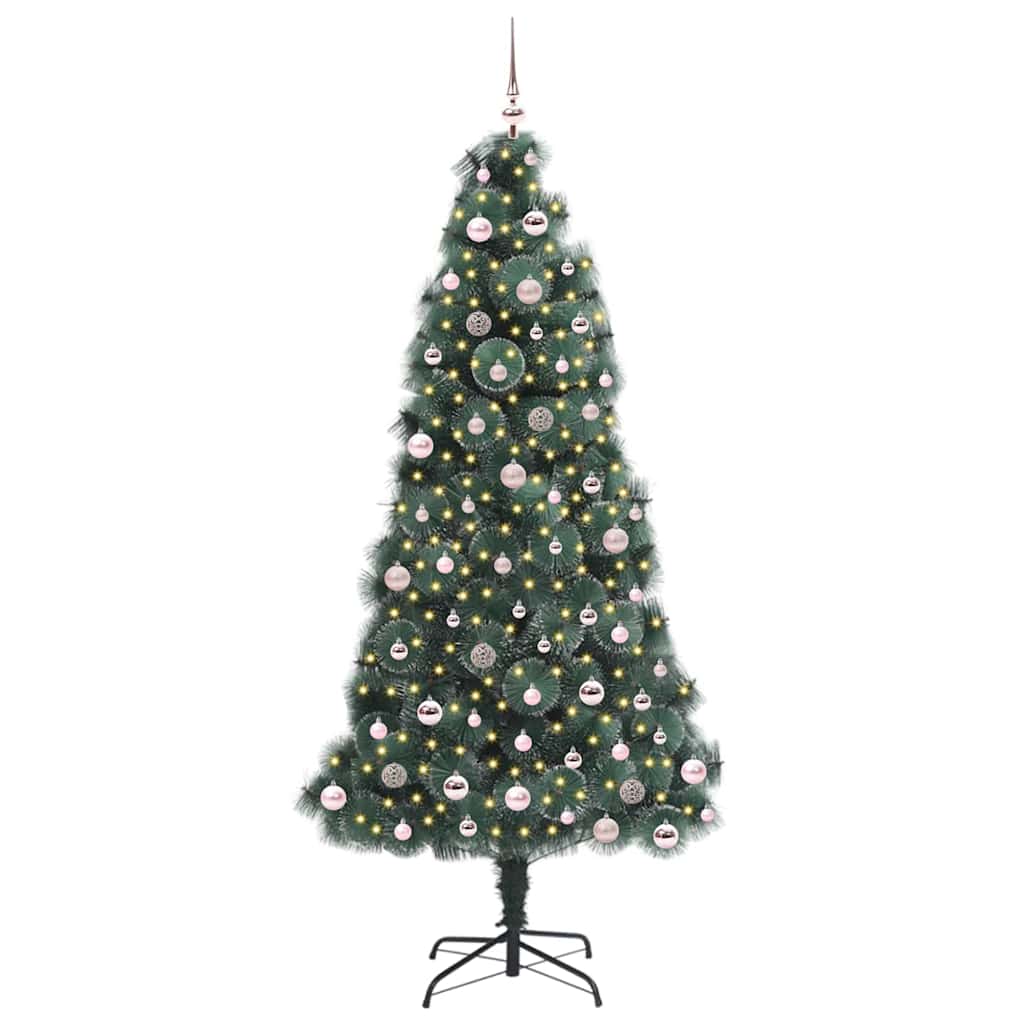 Vidaxx árbol de Navidad artificial con iluminación y juego de bolas tapa verde 240 cm
