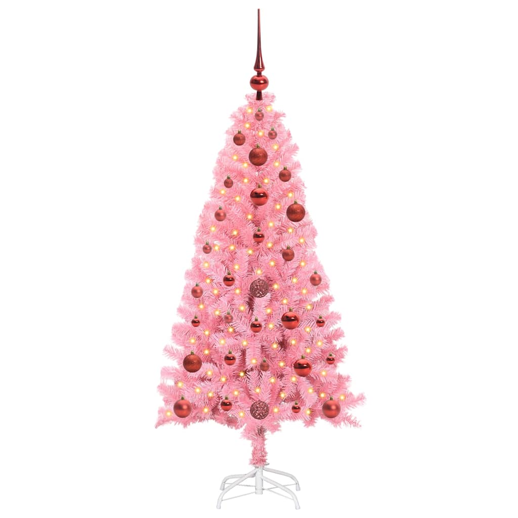Vidaxl kerstboom met 150 led met standaard roze 120 cm pvc