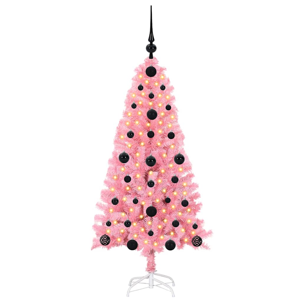 Vidaxl kerstboom met 150 led met standaard roze 120 cm pvc