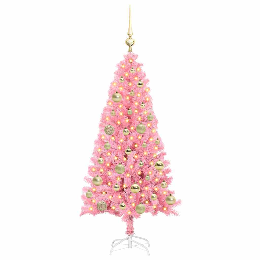 Albero di Natale VidaXL con 150 LED con PVC standard rosa da 120 cm