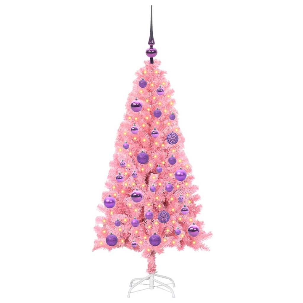 Albero di Natale VidaXL con 150 LED con PVC standard rosa da 120 cm