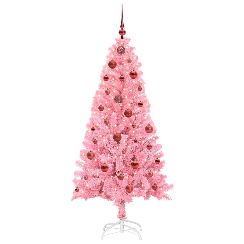 Árbol de Navidad VidaXL con 150 LED con PVC estándar rosa de 150 cm