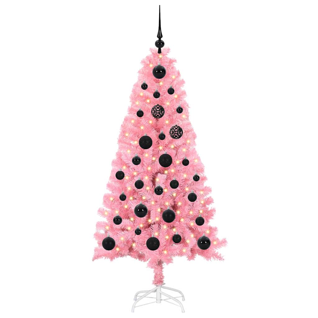 Vidaxl kerstboom met 150 led met standaard roze 150 cm pvc