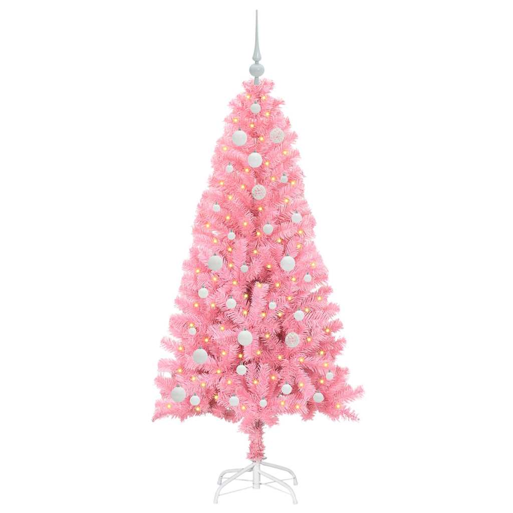 Árbol de Navidad VidaXL con 150 LED con PVC estándar rosa de 150 cm