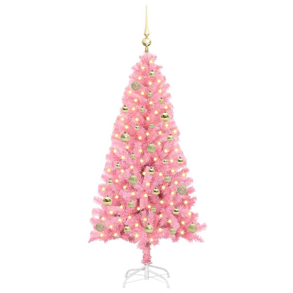 Vidaxl kerstboom met 150 led met standaard roze 150 cm pvc
