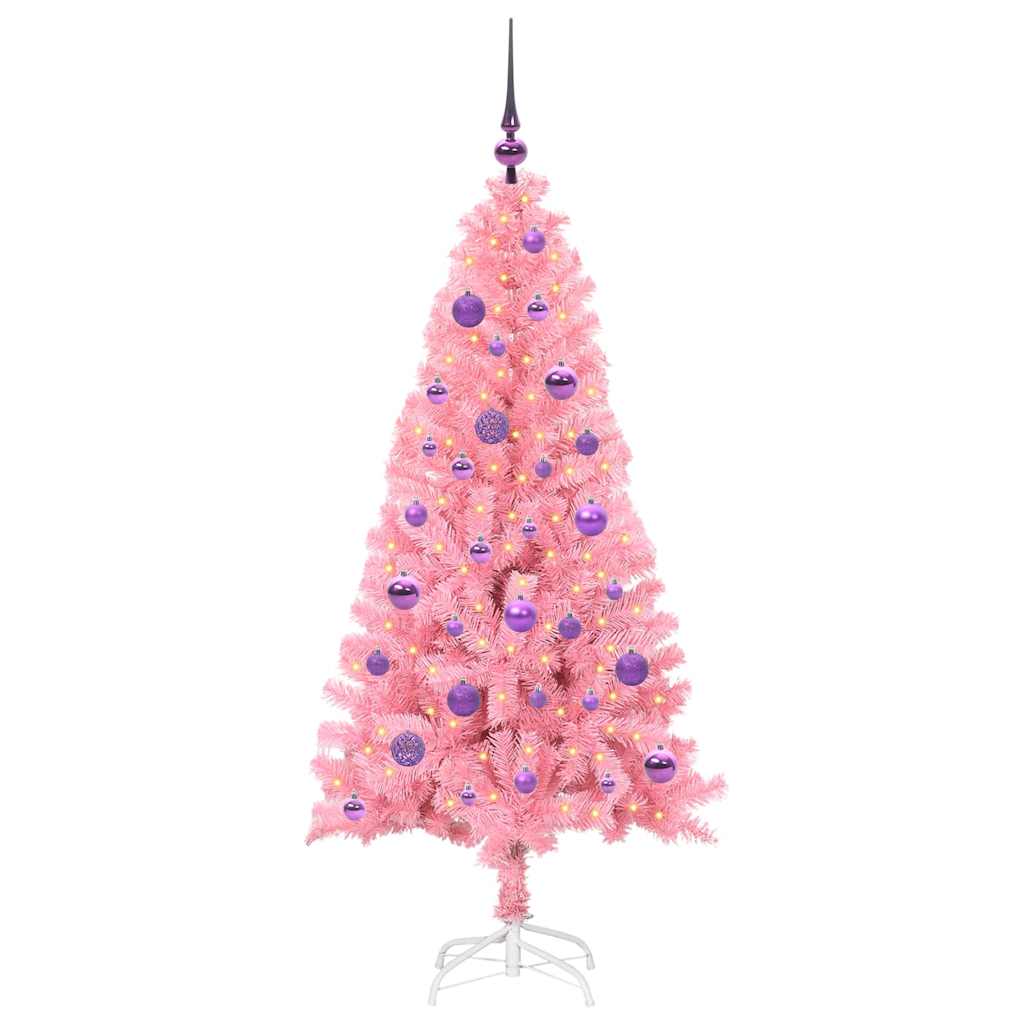 Vidaxl kerstboom met 150 led met standaard roze 150 cm pvc