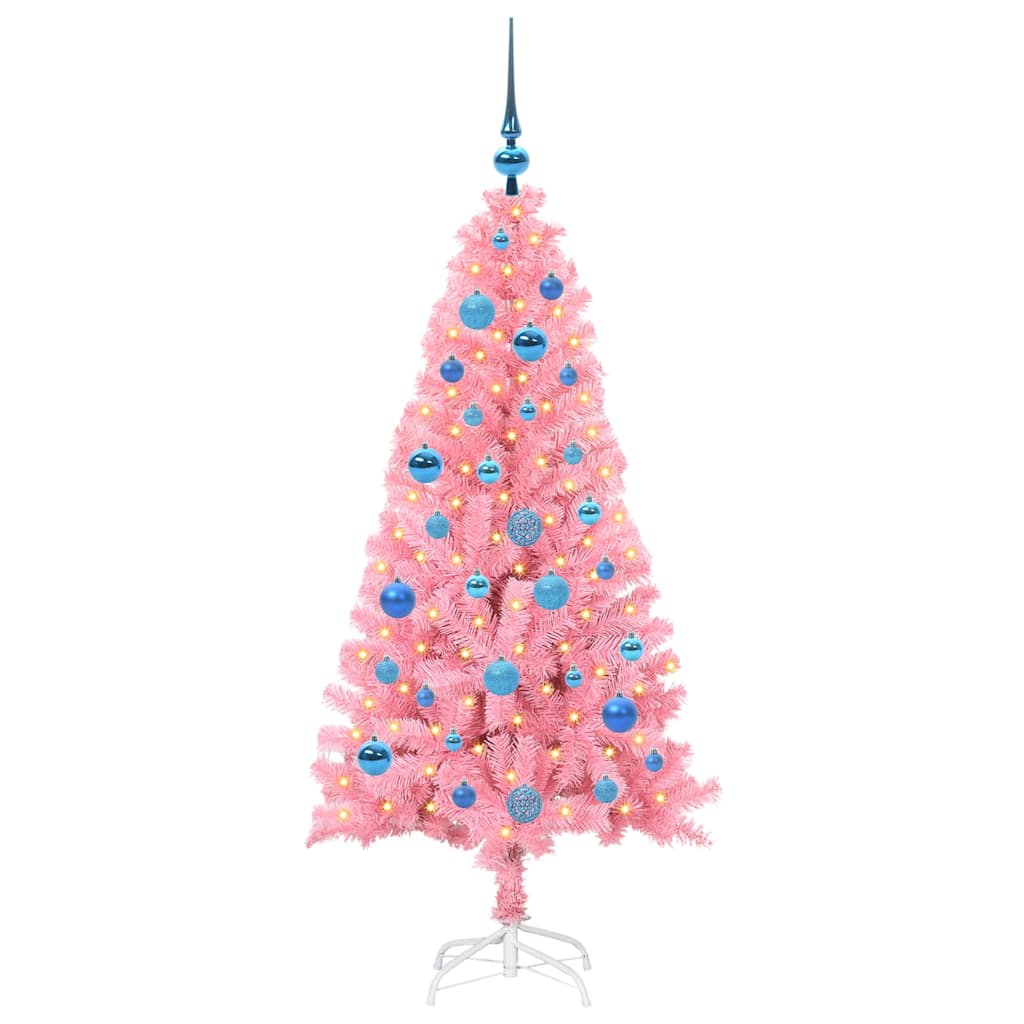 Vidaxl kerstboom met 150 led met standaard roze 150 cm pvc
