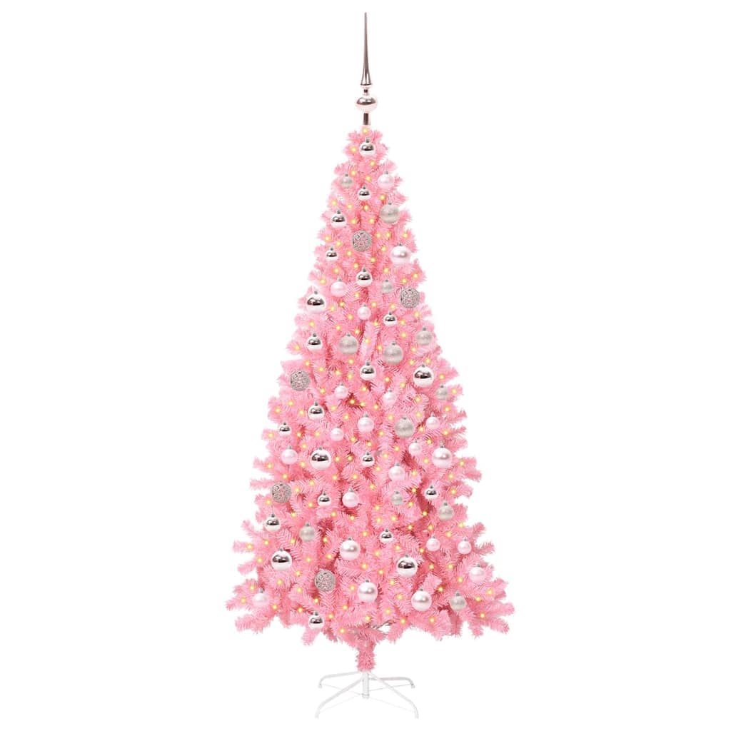Vidaxl kerstboom met 300 led met standaard roze 180 cm pvc