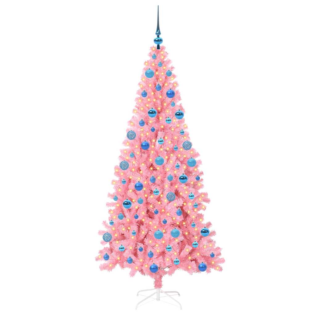 Albero di Natale VidaXL con 300 LED con PVC standard rosa da 180 cm