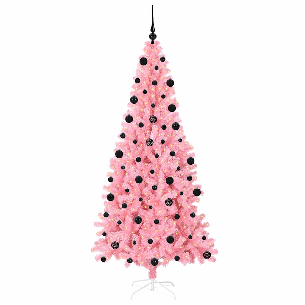 Albero di Natale VidaXL con 300 LED con PVC standard rosa da 210 cm