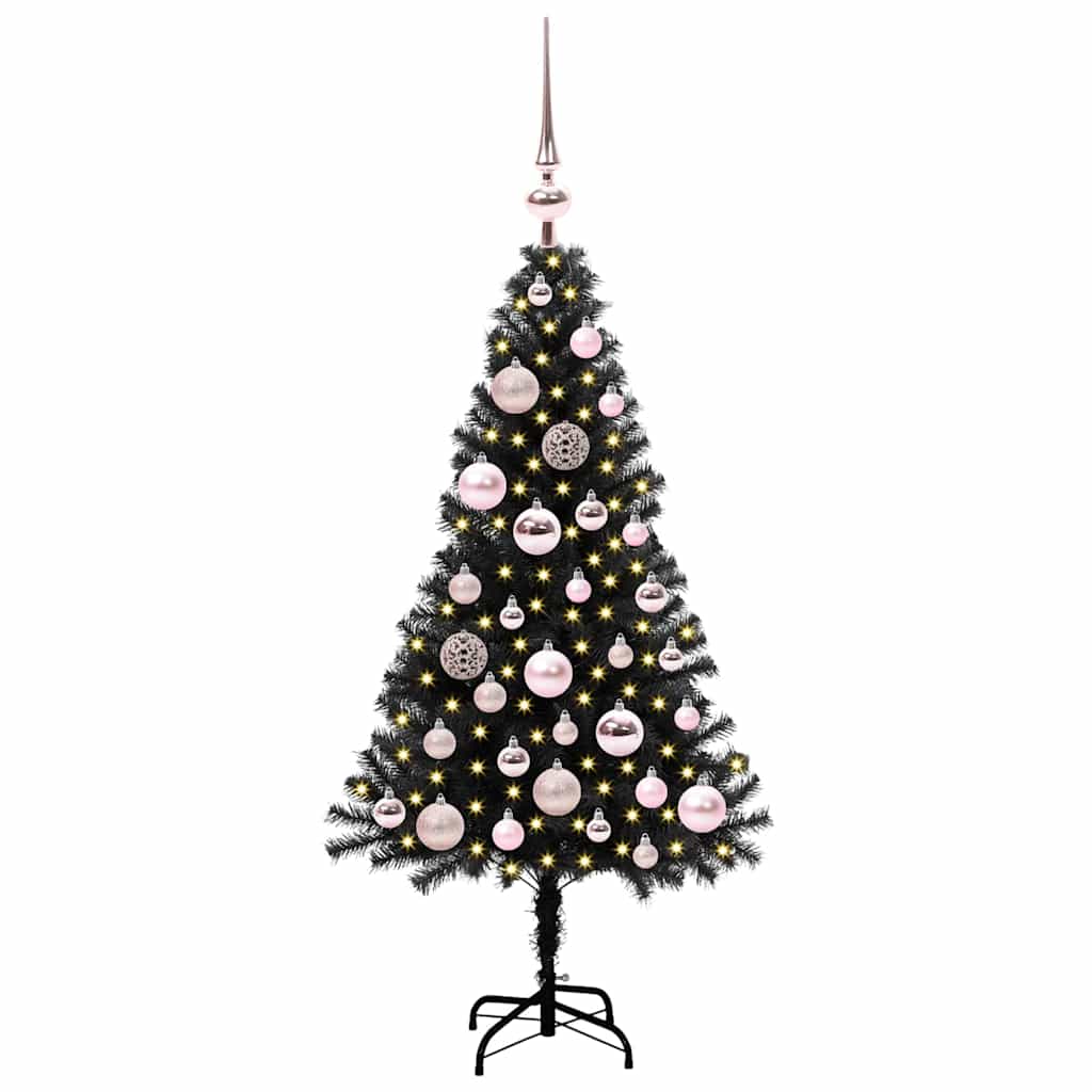 Albero di Natale VidaXL con 150 LED con PVC standard nero da 120 cm