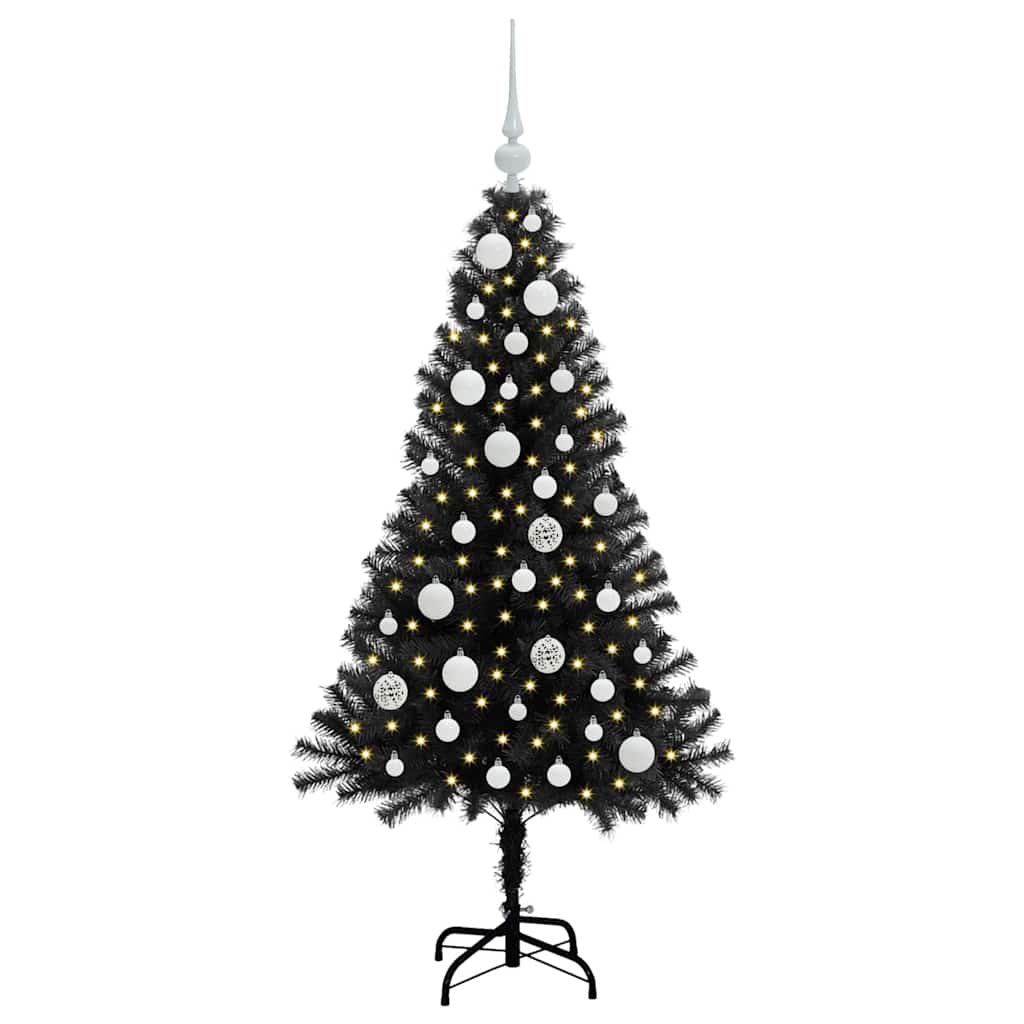Albero di Natale VidaXL con 150 LED con PVC standard nero da 120 cm