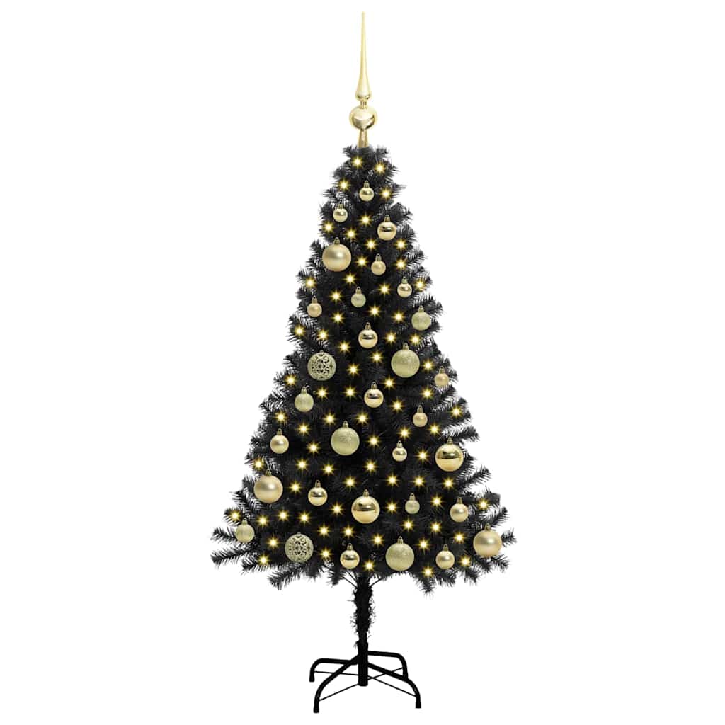 Árbol de Navidad VidaXL de 150 LED con PVC estándar negro de 120 cm