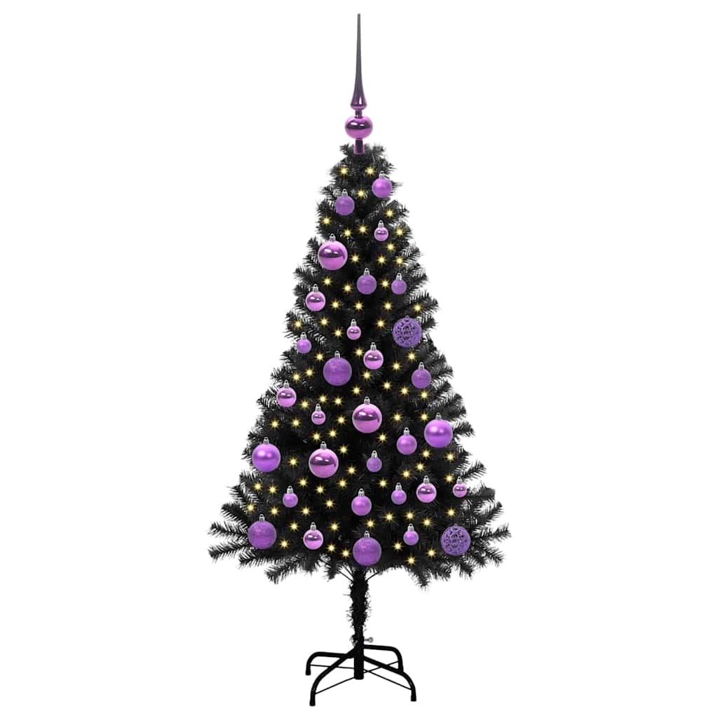 Albero di Natale VidaXL con 150 LED con PVC standard nero da 120 cm
