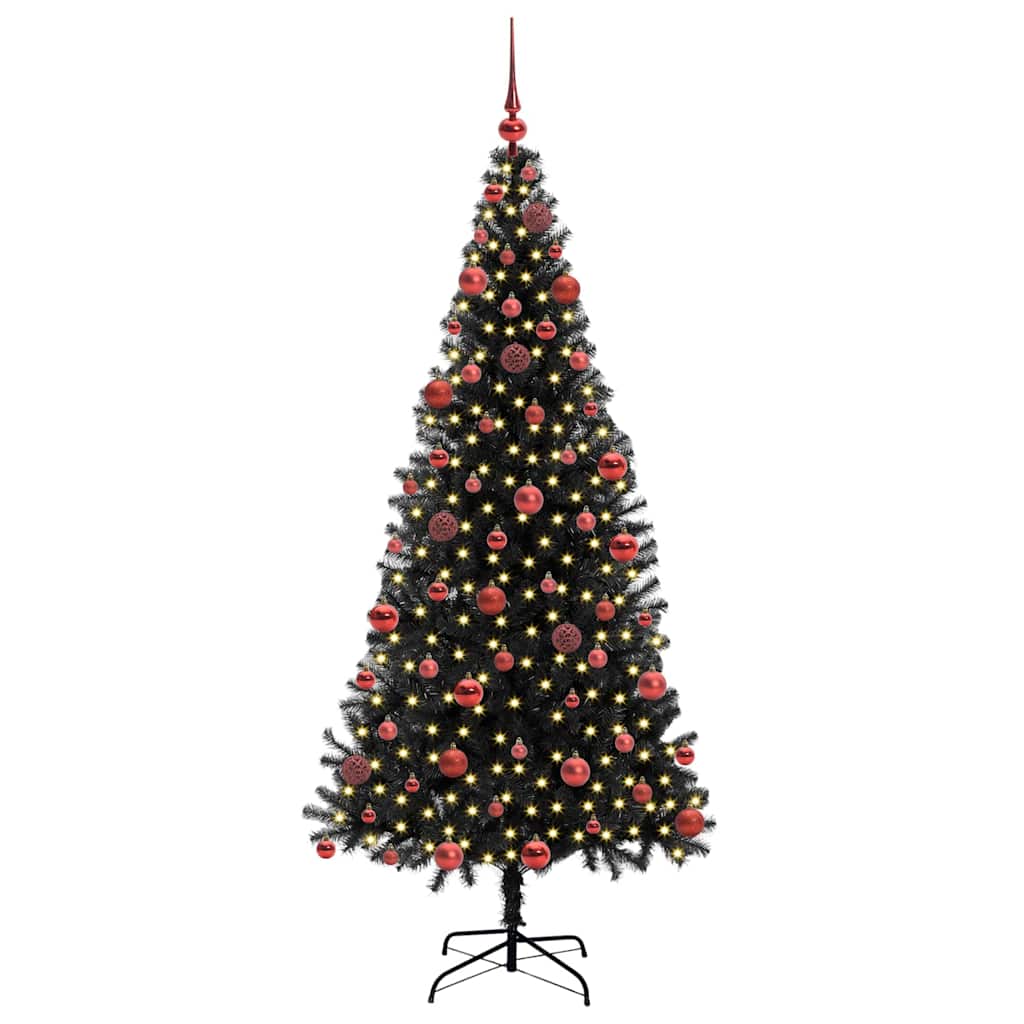 Albero di Natale VidaXL con 300 LED con PVC standard nero da 180 cm