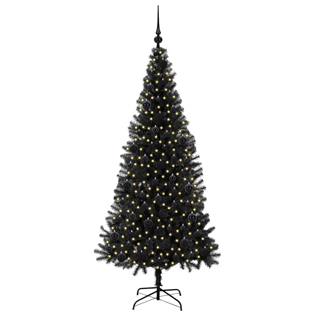 Árbol de Navidad VidaXL con 300 LED con PVC estándar negro 180 cm