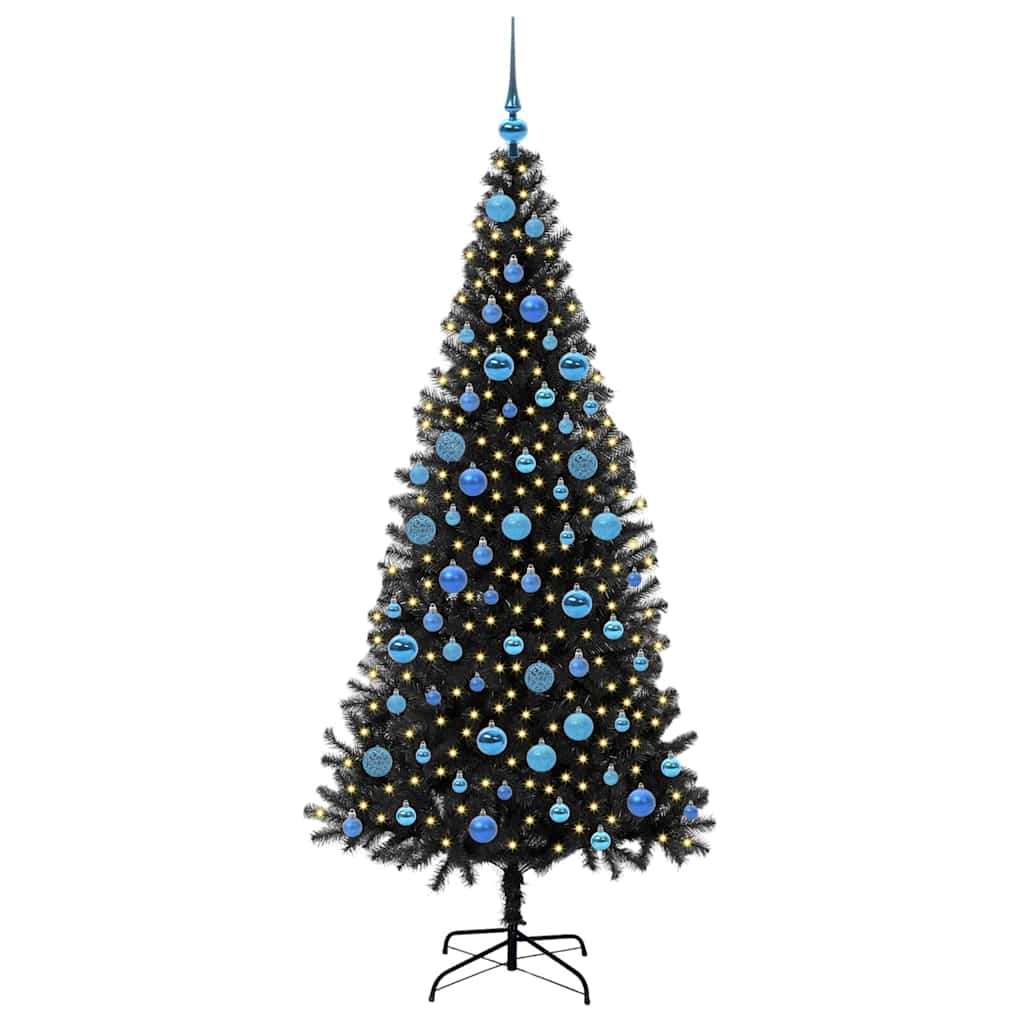 Árbol de Navidad VidaXL con 300 LED con PVC estándar negro 180 cm
