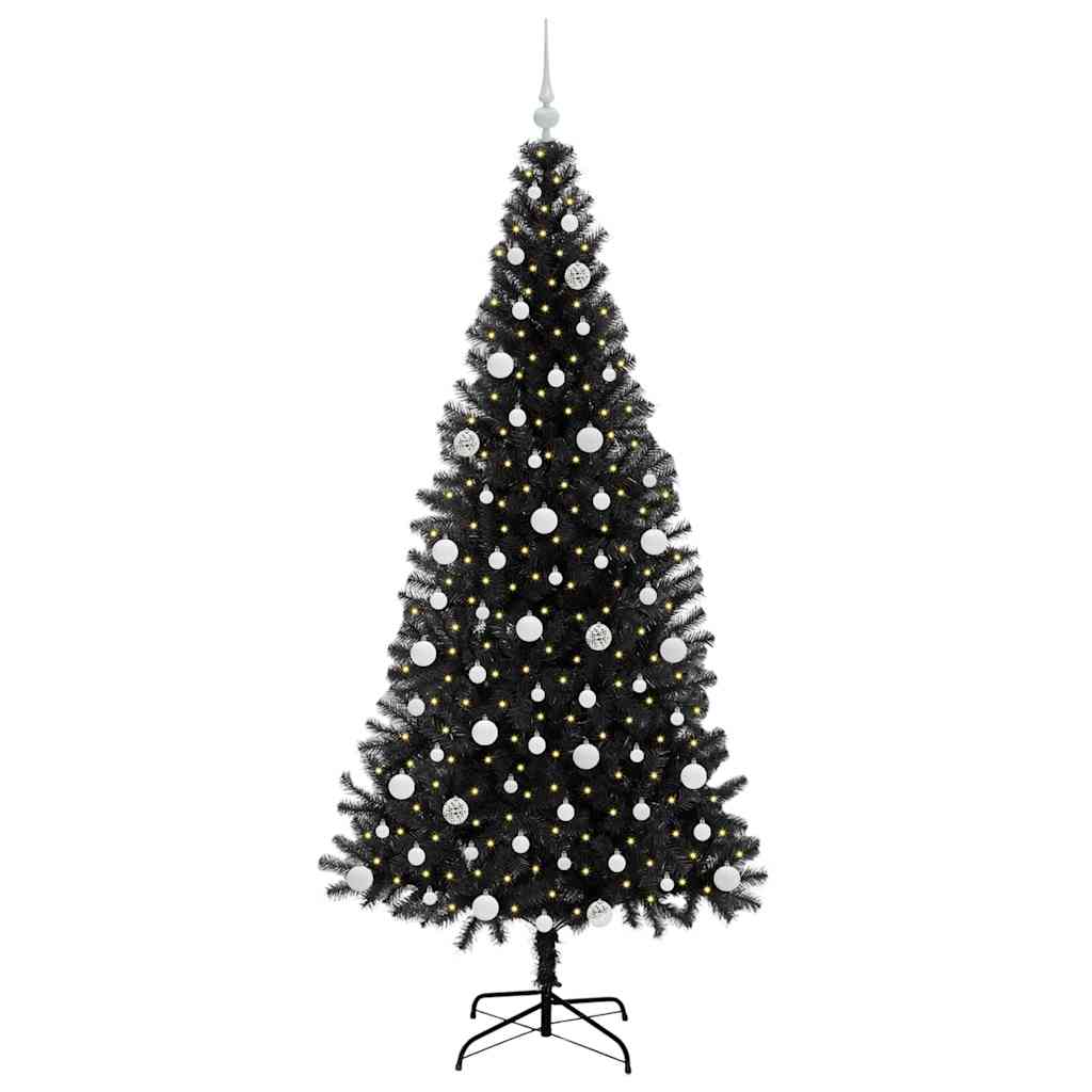 Vidaxl kerstboom met 300 led met standaard zwart 210 cm pvc